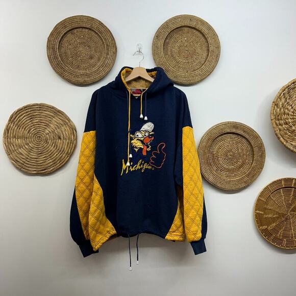 Vintage 80s Unique Match Michigan Wolverines Sporty Sweatshirt Hoodie Mens XL